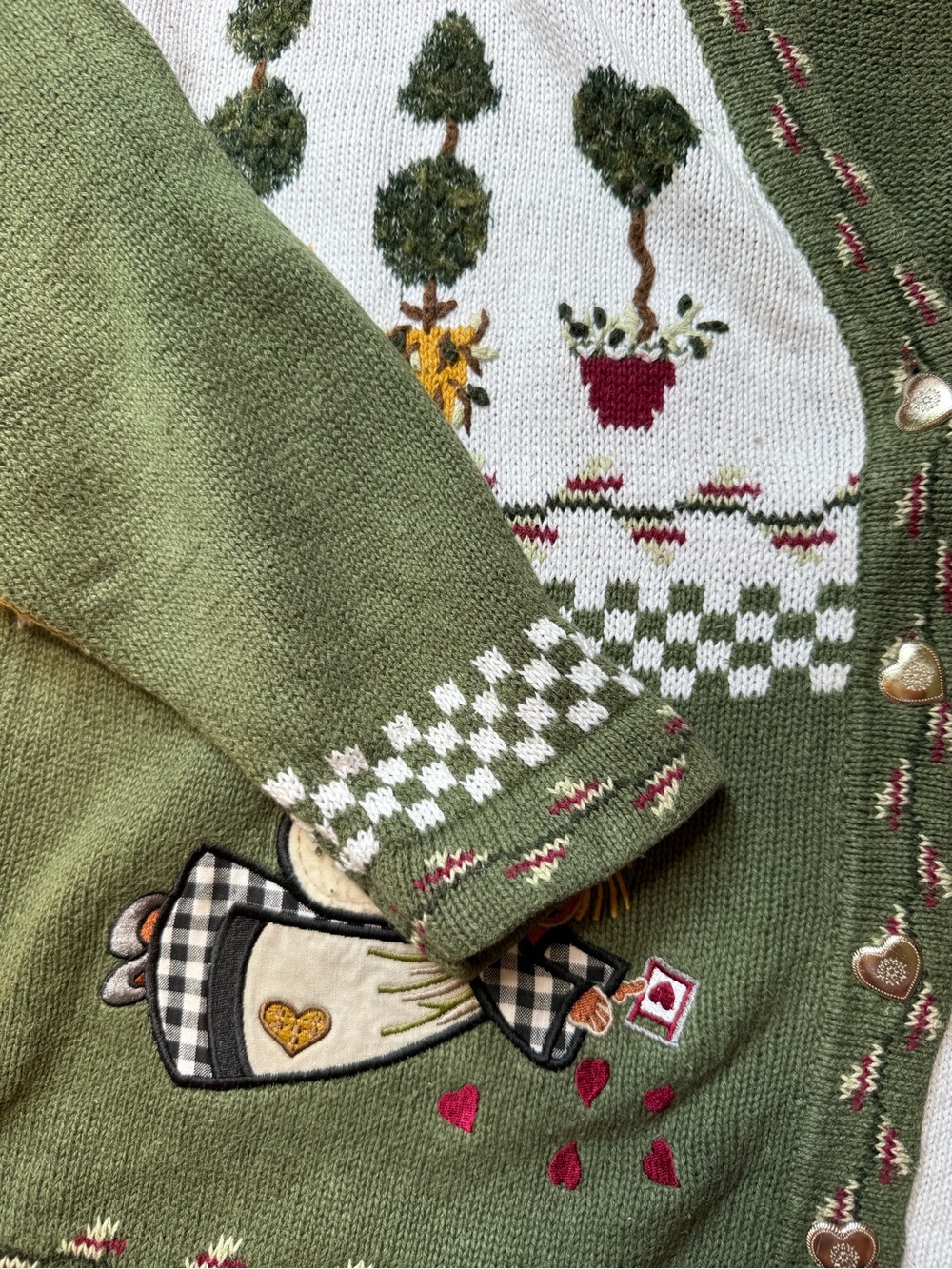 Green Embroidered Folk Art Cardigan Sweater - Picture 4 of 5
